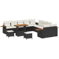 vidaXL Tuinbank Set 17 st 10-Aantal zitplaatsen Zwart en Crème