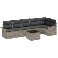 vidaXL Tuinbank Set 7 st Grijs poly rattan