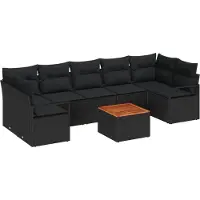 vidaXL Tuinbank Set 8 st Zwart poly rattan