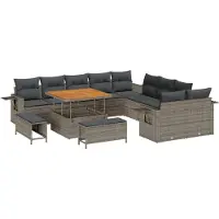 vidaXL Tuinbank Set 13 st Grijs poly rattan