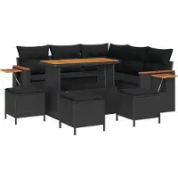 vidaXL Tuinbank Set 9 st 9-Aantal zitplaatsen Zwart
