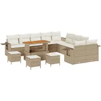 vidaXL Tuinbank Set 14 st Beige poly rattan