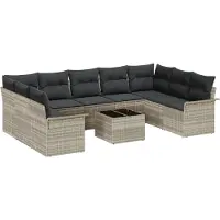 vidaXL Tuinbank Set 10 st Grijs poly rattan