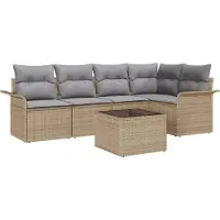 vidaXL Tuinbank Set 6 st Beige poly rattan