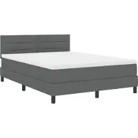 vidaXL Boxspring bed met hoofdeinde Donkergrijs 140 x 190 cm Stof