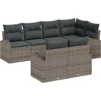 vidaXL Tuinset, 7-delig, grijs, polyrotan