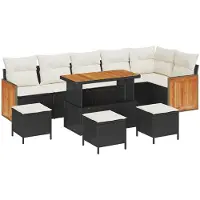 vidaXL Tuinset, 11 delen, 9 zitplaatsen, zwart en crème
