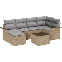 vidaXL Tuinbank Set 7 st Beige poly rattan