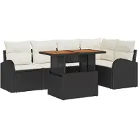 vidaXL Tuinbank Set 6 st Zwart Poly rattan