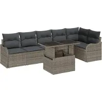 vidaXL Tuinbank Set 7 st Grijs poly rattan
