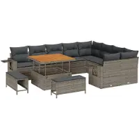 vidaXL Tuinbank Set 12 st 11-Aantal zitplaatsen Grijs poly rattan