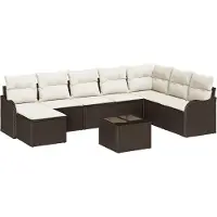 vidaXL Tuinbank Set 9 st Bruin en wit poly rattan