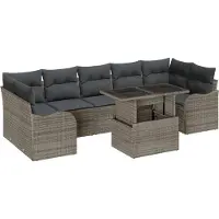vidaXL Tuinbank Set 8 st 7-Aantal zitplaatsen Grijs Poly Riet