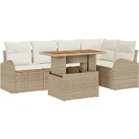 vidaXL Tuinbank Set met opslag 6 pcs Beige Poly rattan