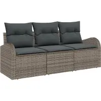 vidaXL Tuinbank Set 3 st Grijs Poly rattan