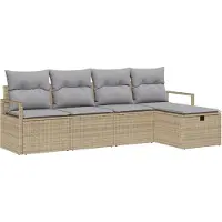 vidaXL Bankstel 5 st 5-Aantal zitplaatsen Beige en Lichtgrijs