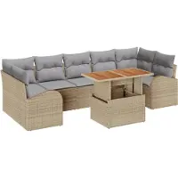 vidaXL Tuinbank Set 8 st Beige Poly rattan