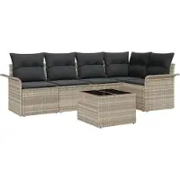 vidaXL Tuinbank Set 6 st Lichtgrijs poly rattan