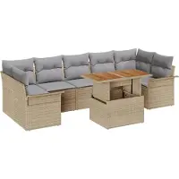vidaXL Tuinbank Set 8 st Beige Poly rattan