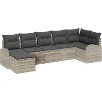 vidaXL Bankstel 7 st Lichtgrijs poly rattan