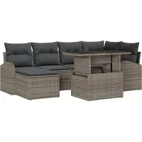 vidaXL Tuinbank Set 7 st Grijs Poly rattan