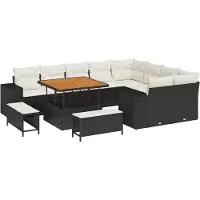 vidaXL Tuinbank Set 12 st 9-Aantal zitplaatsen Zwart en Crème