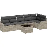 vidaXL Tuinbank Set 7 st Grijs poly rattan