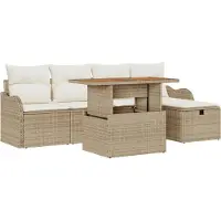 vidaXL Tuinbank Set 6 st Beige poly rattan