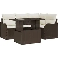 vidaXL Tuinbank Set 5 st Bruin Poly Riet