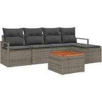 vidaXL Tuinbank Set 6 st Grijs poly rattan