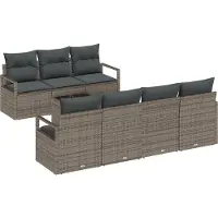 vidaXL Tuinbank Set 8 st 7-Aantal zitplaatsen Grijs poly rattan