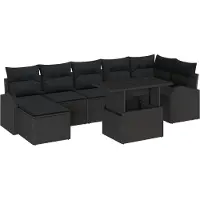 vidaXL Tuinbank Set 8 st Zwart Poly rattan