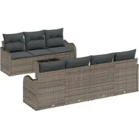 vidaXL Tuinbank Set 8 st 7-Aantal zitplaatsen Grijs