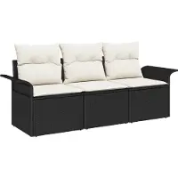 vidaXL Tuinbank Set 3 st Zwart Poly rattan