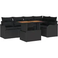 vidaXL Tuinbank Set 6 st 5-Aantal zitplaatsen Zwart poly rattan