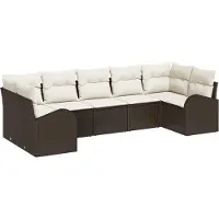 vidaXL Tuinbank Set 7 st Bruin en wit poly rattan