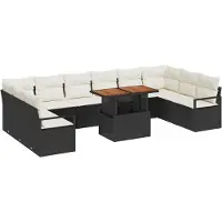 vidaXL Tuinbank Set 11 st 10-Aantal zitplaatsen Zwart en Crème