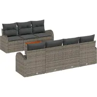vidaXL Tuinbank Set 8 st Grijs poly rattan