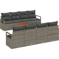 vidaXL Tuinbank Set 9 st Grijs poly rattan