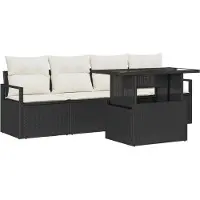 vidaXL Tuinbank Set 5 st 4-Aantal zitplaatsen Zwart en Crème