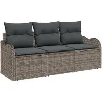 vidaXL Tuinbank Set 3 st Grijs Poly rattan