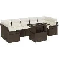 vidaXL Tuinbank Set 8 st Bruin [Synthetisch]: Poly Riet