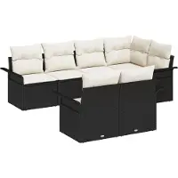 vidaXL Tuinbank Set 7 st Zwart Poly rattan