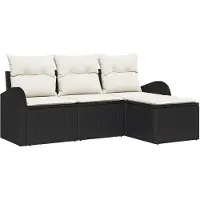 vidaXL Bankstel 4 st Zwart en Wit poly rattan