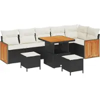 vidaXL Tuinbank Set 11 st 7-Aantal zitplaatsen Zwart en Crème