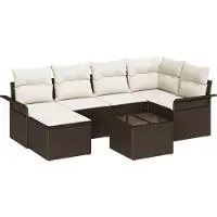 vidaXL Tuinbank Set 7 st Bruin poly rattan