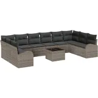 vidaXL Tuinbank Set 11 st Lichtgrijs poly rattan