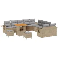 vidaXL Tuinbank Set 13 st Beige poly rattan