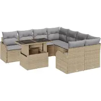 vidaXL Tuinbank Set 9 st 8-Aantal zitplaatsen Beige Polyrattan