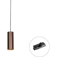 QAZQA Design hanglamp donkerbrons incl. railadapter 1-fase - Iconic Tubo